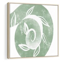 Obraz w ramie 80x80 - Zielony Świat Odpoczynku - abstrakcyjny zielony motyw, skandynawski design - rama drewno