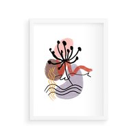 Plakat w ramie 30x40 - Migocące Odsłony - abstrakcyjna sztuka, liść dmuchawiec - rama biała