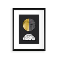 Plakat w ramie 40x50 - Złote Koła i Geometryczne Formy - grafika, modern - rama czarna