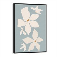 Obraz w ramie 50x70 - Błękit Kwiatów - kwiaty, nowoczesne i minimalistyczne - rama czarna