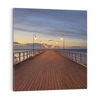 Obraz na płótnie 80x80 - romantyczny spacer nad morzem - Molo, Sopot