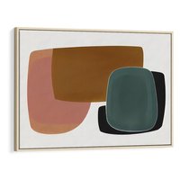 Obraz w ramie 70x50 - Emocje w akwarelach - geometryczne dziwne kształty, turkusowy - rama drewno