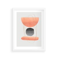 Plakat w ramie 40x50 - Abstrakcyjne Plamy z Złotymi Liniami - abstrakcja, boho plamy - rama biała