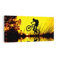 Obraz na płótnie 120x60 - Rower przy zachodzie słońca - rower, zachód