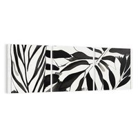 Obraz na płótnie 90x30 - Czarne Liście - akwarelowy obraz, czarno biały