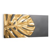 Obraz na płótnie 140x70 - Złoty Liść Monstera - złoty, liść