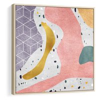 Obraz w ramie 50x50 - Eklektyczny Mix - kolaż, pastelowe abstrakcyjne plamy - rama drewno