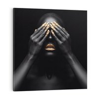 Obraz na płótnie 60x60 - Złote Usta wyjątkowa subtelność - złote usta, złote palce