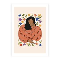 Plakat bez ramy 50x70 - Rozplątane Emocje - nowoczesny plakat, kobieta otoczona kwiatami