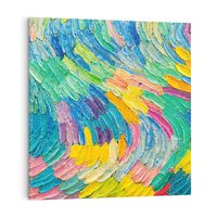 Obraz na płótnie 70x70 - Egzotyczne Pióra - abstrakcyjne dzieło, farby olejne