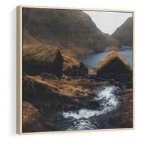 Obraz w ramie 80x80 - Spokój Natury - skandynawski, pejzaż - rama drewno