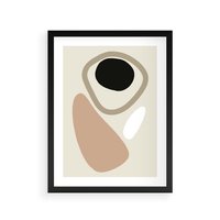 Plakat w ramie 50x70 - Beżowa Synergia - beżowa abstrakcyjna kompozycja, czarny akcent - rama czarna