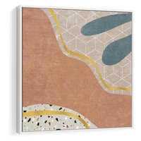 Obraz w ramie 80x80 - Tańczący w deszczu pigmentów - abstrakcyjne formy, rozlane farby - rama biała