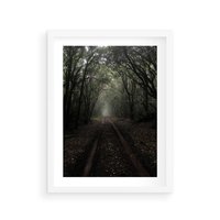 Plakat w ramie 30x40 - Urok Drogi - las, droga - rama biała
