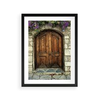 Plakat w ramie 30x40 - Tajemnicze stare drzwi - stare, drzwi - rama czarna