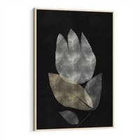 Obraz w ramie 50x70 - Nocne Uniesienia - abstrakcyjny kwiat, mroczna atmosfera - rama drewno