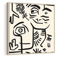 Obraz w ramie 50x50 - Ekspresyjne Odbicia Współczesności - abstrakcyjna grafika, minimalizm - rama drewno