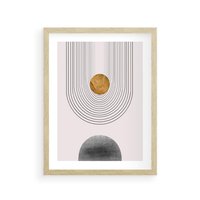 Plakat w ramie 30x40 - Geometryczny Blask - nowoczesna grafika, geometria - rama drewno
