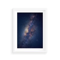 Plakat w ramie 40x50 - Wśród Gwiazd - rozgwieżdzone niebo, droga mleczna - rama biała