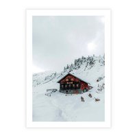 Plakat bez ramy 30x40 - Zimowa Magia - domek, śnieg