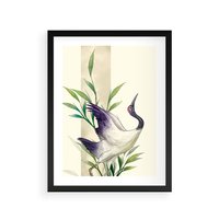 Plakat w ramie 30x40 - Migocące Ptaki - japońska sztuka, ptak - rama czarna