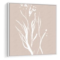 Obraz w ramie 80x80 - Impresje Pastelowych Nastrojów - minimalistyczny delikatny obraz, beżowe odcienie - rama biała