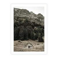 Plakat bez ramy 21x30 - Dom w Odcieniach Natury - domek w górach, góry