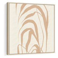 Obraz w ramie 50x50 - Formy Nowoczesności - minimalistyczny plakat, liście palmy - rama drewno