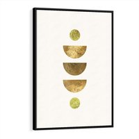 Obraz w ramie 50x70 - Harmonijne Odbicia - geometryczne złote kształty, tekstura - rama czarna