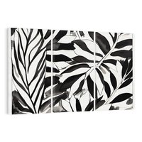Obraz na płótnie 120x80 - Czarne Liście - akwarelowy obraz, czarno biały