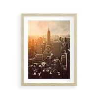 Plakat w ramie 50x70 - Nowojorska Skyline - Manhattan, Nowy Jork - rama drewno
