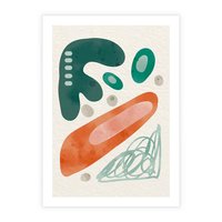 Plakat bez ramy 21x30 - Podróżne Wizje - abstrakcyjne plamy, zielony