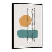 Obraz w ramie 50x70 - Wibracje Barw - abstrakcyjne akwarelowe plamy, nieregularne kreski - rama czarna