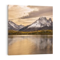 Obraz na płótnie 40x40 - Harmonia natury - góry, jezioro