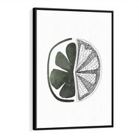 Obraz w ramie 70x100 - Cytrynowe Echo - minimalistyczny plakat, cytryna - rama czarna