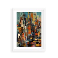 Plakat w ramie 40x50 - Zaklęte Odbicia Nienormalności - styl mid century, nowoczesna sztuka - rama biała