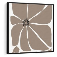 Obraz w ramie 50x50 - Złudne Zmysły - abstrakcyjny kwiat, beże i brązy - rama czarna