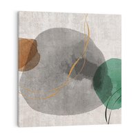 Obraz na płótnie 70x70 - Delikatne Plamy - akwarelowe plamy, złote linie