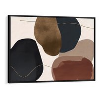 Obraz w ramie 100x70 - Wibracje uczuć i emocji - nieregularne plamy, czarny - rama czarna