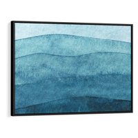 Obraz w ramie 100x70 - Kolorowe fale akwareli - akwarela, fale - rama czarna