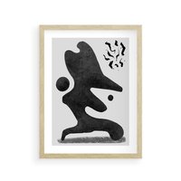 Plakat w ramie 50x70 - Abstrakcja w Monochromii - nowoczesna grafika, abstrakcja - rama drewno