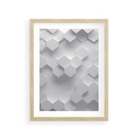 Plakat w ramie 50x70 - Kreatywna Forma - geometryczny, 3D - rama drewno