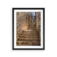 Plakat w ramie 30x40 - Uliczka: perspektywa miejskiego krajobrazu - uliczka, perspektywa - rama czarna