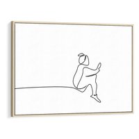 Obraz w ramie 70x50 - Linie Wewnętrznej Refleksji - line art, szkic - rama drewno