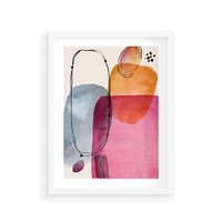 Plakat w ramie 30x40 - Kolorowe Pastelowe Spektrum - kolorowe pastelowe plamy, rozmyte żywe kolory - rama biała