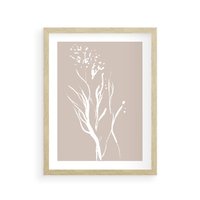 Plakat w ramie 50x70 - Impresje Pastelowych Nastrojów - minimalistyczny delikatny obraz, beżowe odcienie - rama drewno