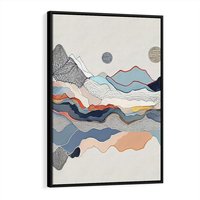 Obraz w ramie 50x70 - Dynamiczne Góry - akwarelowe graficzne góry, krajobraz - rama czarna