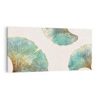 Obraz na płótnie 100x50 - Złota Melodia Liści - złote, turkusowe liście miłorzębu