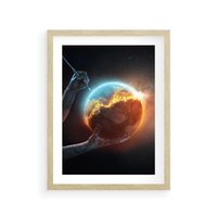 Plakat w ramie 50x70 - Nieznane przestrzenie - planeta, kosmos - rama drewno