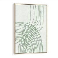 Obraz w ramie 80x120 - Migotliwa Spokojna Zieleń - zielony plakat, abstrakcyjne splątane linie - rama drewno